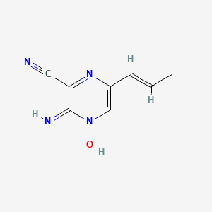 molecular formula C8H8N4O B13739766 Pyrazinecarbonitrile, 3-amino-6-(1-propenyl)-, 4-oxide, (E)-(9CI) 