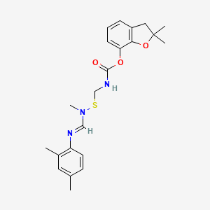 molecular formula C22H27N3O3S B13739965 Carbamic acid, (((((2,4-dimethylphenyl)imino)methyl)methylamino)thio)methyl-, 2,3-dihydro-2,2-dimethyl-7-benzofuranyl ester CAS No. 104946-77-2