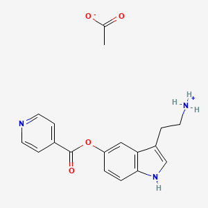 molecular formula C18H19N3O4 B13739984 Isonicotinic acid, 3-(2-aminoethyl)indol-5-YL ester, monoacetate CAS No. 19616-02-5
