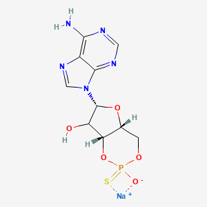 molecular formula C10H11N5NaO5PS B13740013 sodium;(4aR,6R,7aR)-6-(6-aminopurin-9-yl)-2-oxido-2-sulfanylidene-4a,6,7,7a-tetrahydro-4H-furo[3,2-d][1,3,2]dioxaphosphinin-7-ol 