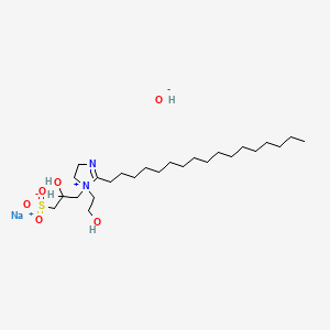 molecular formula C25H51N2NaO6S B13740092 Sodium 2-heptadecyl-4,5-dihydro-1-(2-hydroxyethyl)-1-(2-hydroxy-3-sulphonatopropyl)-1H-imidazolium hydroxide CAS No. 14350-98-2