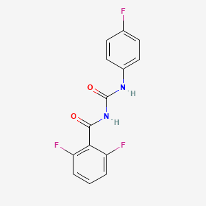 molecular formula C14H9F3N2O2 B13740114 2,6-Difluoro-N-(((4-fluorophenyl)amino)carbonyl)benzamide CAS No. 35367-40-9