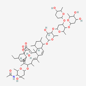 molecular formula C67H101NO20 B13740182 N-[6-[[(7Z,11E,23Z)-17-[5-[5-(4,5-dihydroxy-6-methyloxan-2-yl)oxy-4-(5-hydroxy-6-methyloxan-2-yl)oxy-6-methyloxan-2-yl]oxy-4-hydroxy-6-methyloxan-2-yl]oxy-3-ethyl-23-hydroxy-8,10,12,18,20,22-hexamethyl-25,27-dioxo-26-oxapentacyclo[22.2.1.01,6.013,22.016,21]heptacosa-4,7,11,14,23-pentaen-9-yl]oxy]-4-hydroxy-2,4-dimethyloxan-3-yl]acetamide 
