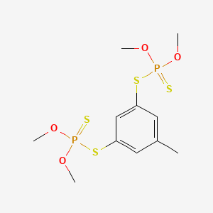 molecular formula C11H18O4P2S4 B13740626 Phosphorodithioic acid, S,S'-(methylphenylene) O,O,O',O'-tetramethyl ester CAS No. 36511-57-6