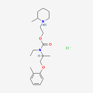 molecular formula C21H35ClN2O3 B13740699 Carbamic acid, N-ethyl-N-(1-(o-tolyloxy)-2-propyl)-, 2-(2-methylpiperidino)ethyl ester, hydrochloride CAS No. 101491-84-3