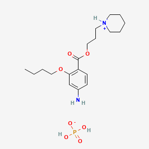 molecular formula C19H33N2O7P B13741126 dihydrogen phosphate;3-piperidin-1-ium-1-ylpropyl 4-amino-2-butoxybenzoate CAS No. 100811-78-7