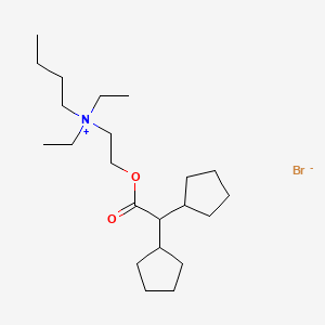molecular formula C22H42BrNO2 B13741163 2-((Dicyclopentylacetyl)oxy)-N-butyl-N,N-diethylethanaminium bromide CAS No. 101474-34-4