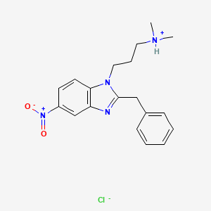 molecular formula C19H23ClN4O2 B13741274 2-Benzyl-1-(3-dimethylaminopropyl)-5-nitrobenzimidazole hydrochloride CAS No. 19809-18-8