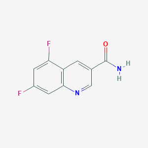 molecular formula C10H6F2N2O B13741456 5,7-Difluoroquinoline-3-carboxamide 