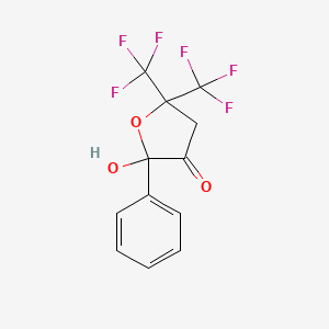 molecular formula C12H8F6O3 B13741486 Dihydro-5,5-bis(trifluoromethyl)-2-hydroxy-2-phenyl-3(2H)-furanone CAS No. 101833-13-0