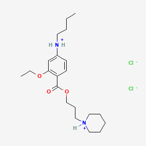 molecular formula C21H36Cl2N2O3 B13741534 butyl-[3-ethoxy-4-(3-piperidin-1-ium-1-ylpropoxycarbonyl)phenyl]azanium;dichloride CAS No. 100311-23-7