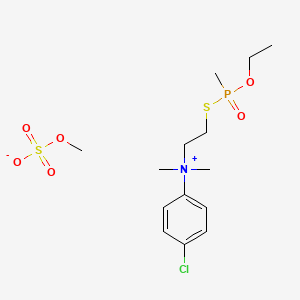 molecular formula C14H25ClNO6PS2 B13741579 (p-Chlorophenyl)dimethyl(2-((ethoxymethylphosphinyl)thio)ethyl)ammonium methyl sulfate CAS No. 41294-13-7