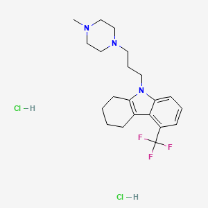 molecular formula C21H30Cl2F3N3 B13741588 Carbazole, 1,2,3,4-tetrahydro-9-(3-(4-methyl-1-piperazinyl)propyl)-5(or 7)-(trifluoromethyl)-,dihydrochloride CAS No. 29465-21-2