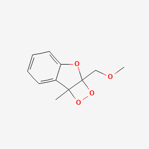 molecular formula C11H12O4 B13741604 2a,7b-Dihydro-2a-(methoxymethyl)-7b-methyl-1,2-dioxeto(3,4-b)benzofuran CAS No. 128753-95-7