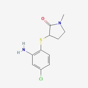 molecular formula C11H13ClN2OS B1374174 3-[(2-Amino-4-chlorophenyl)sulfanyl]-1-methylpyrrolidin-2-one CAS No. 1339603-01-8