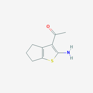 molecular formula C9H11NOS B1374197 1-(2-amino-5,6-dihydro-4H-cyclopenta[b]thiophen-3-yl)ethanone CAS No. 1368328-51-1