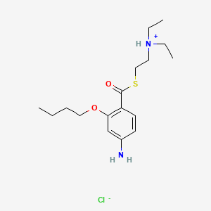 molecular formula C17H29ClN2O2S B13742034 4-Amino-2-butoxythiobenzoic acid S-(2-(diethylamino)ethyl) ester hydrochloride CAS No. 100811-80-1