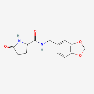 molecular formula C13H14N2O4 B13742044 N-(1,3-Benzodioxol-5-ylmethyl)-5-oxo-pyrrolidinecarboxamide CAS No. 1009237-29-9