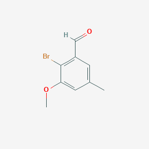 molecular formula C9H9BrO2 B13742087 2-Bromo-3-methoxy-5-methylbenzaldehyde 