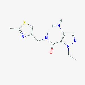 molecular formula C12H17N5OS B1374223 4-amino-1-ethyl-N-methyl-N-[(2-methyl-1,3-thiazol-4-yl)methyl]-1H-pyrazole-5-carboxamide CAS No. 1485265-60-8