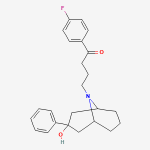molecular formula C24H28FNO2 B13742426 Butyrophenone, 4'-fluoro-4-(3-hydroxy-3-phenyl-9-azabicyclo(3.3.1)non-9-YL)- CAS No. 101221-59-4