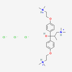 molecular formula C26H44Cl3N3O3 B13742472 Benzyl alcohol, 4-(2-(dimethylamino)ethoxy)-alpha-(4-(2-(dimethylamino)ethoxy)phenyl)-alpha-(2-(dimethylamino)-1-methylethyl)-, trihydrochloride CAS No. 42739-92-4