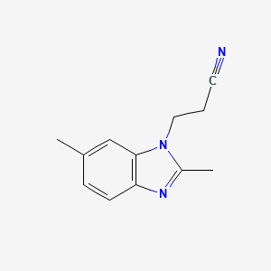 molecular formula C12H13N3 B13742546 3-(2,6-Dimethyl-1H-benzo[d]imidazol-1-yl)propanenitrile 