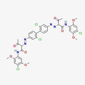 molecular formula C36H32Cl4N6O8 B13742661 Butanamide, 2,2'-[(2,2'-dichloro[1,1'-biphenyl]-4,4'-diyl)bis(azo)]bis[N-(4-chloro-2,5-dimethoxyphenyl)-3-oxo- CAS No. 20139-72-4