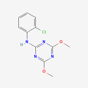 molecular formula C11H11ClN4O2 B13742667 N-(2-chlorophenyl)-4,6-dimethoxy-1,3,5-triazin-2-amine CAS No. 27315-26-0