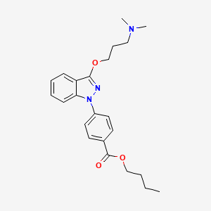 molecular formula C23H29N3O3 B13742855 butyl 4-[3-[3-(dimethylamino)propoxy]indazol-1-yl]benzoate CAS No. 20954-15-8