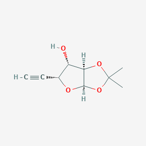 molecular formula C9H12O4 B137429 (3aR,5R,6S,6aR)-5-ethynyl-2,2-dimethyl-3a,5,6,6a-tetrahydrofuro[2,3-d][1,3]dioxol-6-ol CAS No. 127223-28-3