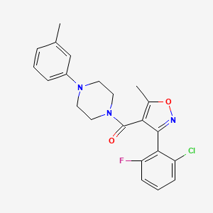 molecular formula C22H21ClFN3O2 B13743042 Methanone, [3-(2-chloro-6-fluorophenyl)-5-methyl-4-isoxazolyl][4-(3-methylphenyl)-1-piperazinyl]- 