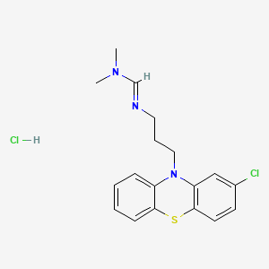 molecular formula C18H21Cl2N3S B13743204 Formamidine, N'-(3-(2-chloro-10-phenothiazinyl)propyl)-N,N-dimethyl-, hydrochloride CAS No. 101398-50-9