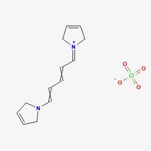 molecular formula C13H17ClN2O4 B13743366 3-Pyrrolinium, 1-(5-(3-pyrrolino)-2,4-pentadienylidene)-, perchlorate CAS No. 23025-73-2