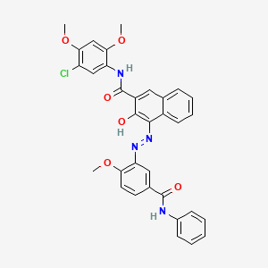 molecular formula C33H27ClN4O6 B13743472 5'-Chloro-3-hydroxy-2',4'-dimethoxy-4-[[2-methoxy-5-(phenylcarbamoyl)phenyl]azo]naphthalene-2-carboxanilide CAS No. 20568-80-3