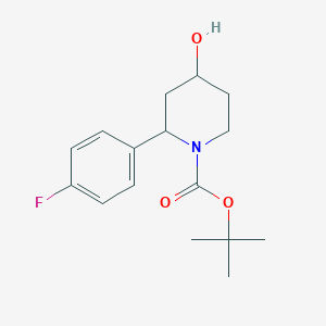 molecular formula C16H22FNO3 B1374360 Tert-butyl 2-(4-fluorophenyl)-4-hydroxypiperidine-1-carboxylate CAS No. 1803582-57-1