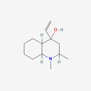 molecular formula C13H23NO B13743630 4-Quinolinol, 4-ethenyldecahydro-1,2-dimethyl-, (2alpha,4beta,4aalpha,8abeta)- CAS No. 20431-91-8