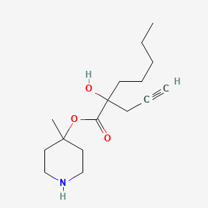molecular formula C16H27NO3 B13743948 Heptanoic acid, 2-hydroxy-2-(2-propynyl)-, 1-methyl-4-piperidyl ester CAS No. 101914-04-9