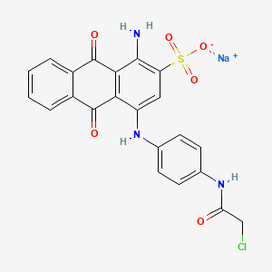 molecular formula C22H15ClN3NaO6S B13743990 Sodium 1-amino-4-(4-(2-chloroacetamido)anilino)-9,10-dihydro-9,10-dioxoanthracene-2-sulphate CAS No. 24448-60-0