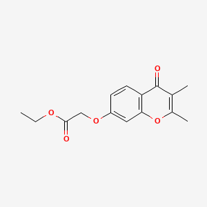 molecular formula C15H16O5 B13744045 Acetic acid, ((2,3-dimethyl-4-oxo-4H-1-benzopyran-7-YL)oxy)-, ethyl ester CAS No. 102612-67-9
