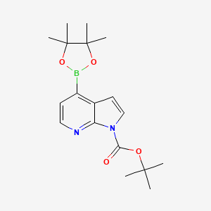 molecular formula C18H25BN2O4 B1374418 tert-butyl 4-(tetramethyl-1,3,2-dioxaborolan-2-yl)-1H-pyrrolo[2,3-b]pyridine-1-carboxylate CAS No. 1391926-50-3