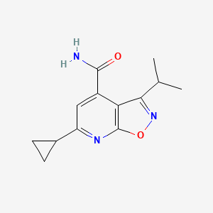 molecular formula C13H15N3O2 B1374450 6-Cyclopropyl-3-(propan-2-yl)-[1,2]oxazolo[5,4-b]pyridine-4-carboxamide CAS No. 1354963-26-0