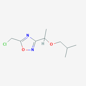 molecular formula C9H15ClN2O2 B1374463 5-(Chloromethyl)-3-[1-(2-methylpropoxy)ethyl]-1,2,4-oxadiazole CAS No. 1354949-51-1