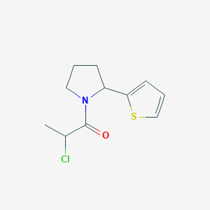 molecular formula C11H14ClNOS B1374477 2-Chloro-1-[2-(thiophen-2-yl)pyrrolidin-1-yl]propan-1-one CAS No. 1178817-96-3