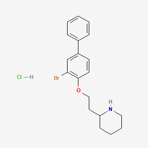 molecular formula C19H23BrClNO B1374492 2-{2-[(3-Bromo[1,1'-biphenyl]-4-yl)oxy]-ethyl}piperidine hydrochloride CAS No. 1219961-13-3