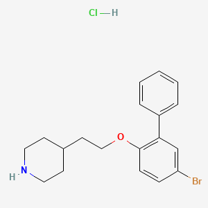 molecular formula C19H23BrClNO B1374493 4-{2-[(5-Bromo[1,1'-biphenyl]-2-yl)oxy]-ethyl}piperidine hydrochloride CAS No. 1220029-92-4
