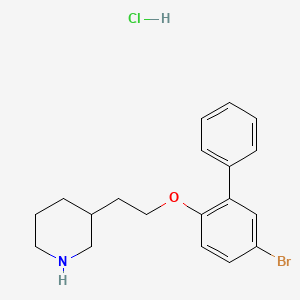 molecular formula C19H23BrClNO B1374494 3-{2-[(5-Bromo[1,1'-biphenyl]-2-yl)oxy]-ethyl}piperidine hydrochloride CAS No. 1219967-24-4
