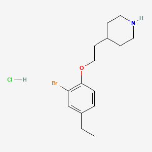 molecular formula C15H23BrClNO B1374495 2-溴-4-乙基苯基 2-(4-哌啶基)乙基醚盐酸盐 CAS No. 1219964-58-5