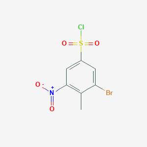 molecular formula C7H5BrClNO4S B1374499 3-Bromo-4-methyl-5-nitrobenzene-1-sulfonyl chloride CAS No. 1247054-40-5