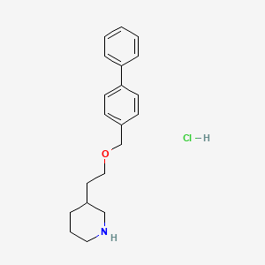 molecular formula C20H26ClNO B1374512 3-[2-([1,1'-Biphenyl]-4-ylmethoxy)ethyl]-piperidine hydrochloride CAS No. 1220031-29-7
